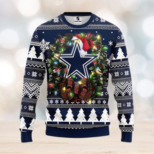 Dallas Cowboys Wreath Ugly Christmas Sweater Xmas 3D Printed Christmas Sweater Gift