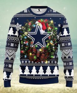 Dallas Cowboys Wreath Ugly Christmas Sweater Xmas 3D Printed Christmas Sweater Gift