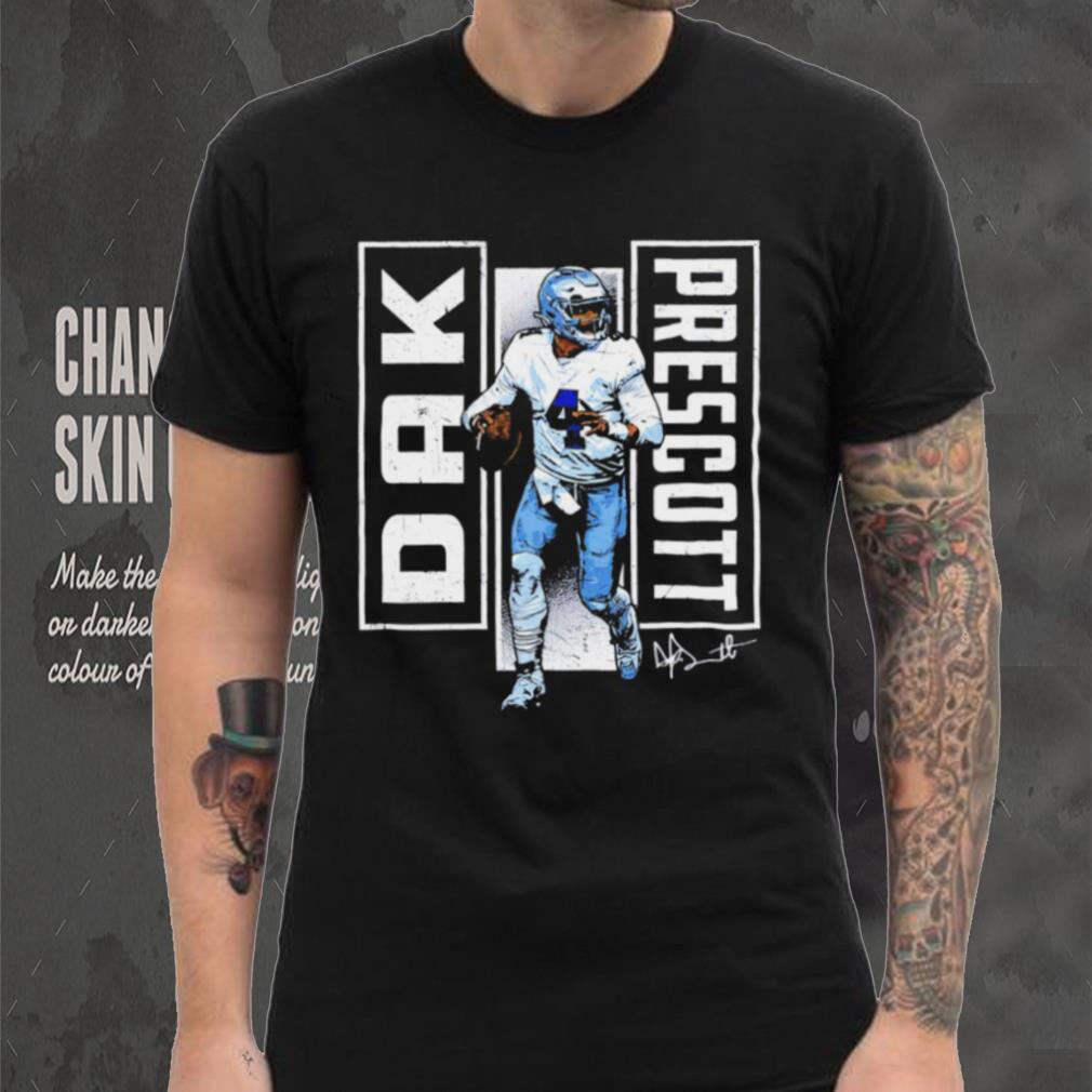 Dallas Cowboys football Dak Prescott 4 player action pose signature draw shirt Dallas Cowboys football Dak Prescott 4 player action pose signature draw shirt