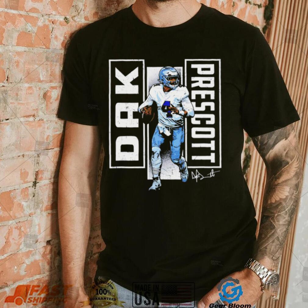Dallas Cowboys football Dak Prescott 4 player action pose signature draw shirt Dallas Cowboys football Dak Prescott 4 player action pose signature draw shirt