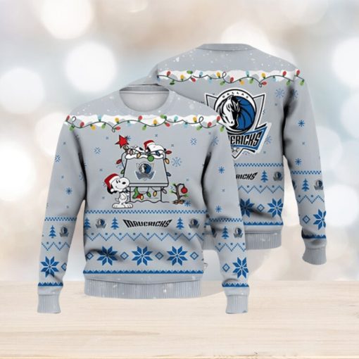 Dallas Mavericks Snoopy Christmas Light Woodstock Snoopy Ugly Christmas Sweater 3D Printed Men And Women Holiday Gift