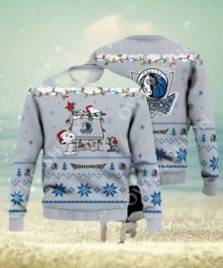 Dallas Mavericks Snoopy Christmas Light Woodstock Ugly Christmas Sweater Jumper