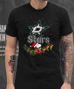 Dallas Stars NHL Santa Snoopy and Woodstock Christmas T Shirt