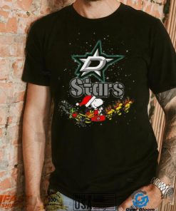 Dallas Stars NHL Santa Snoopy and Woodstock Christmas T Shirt