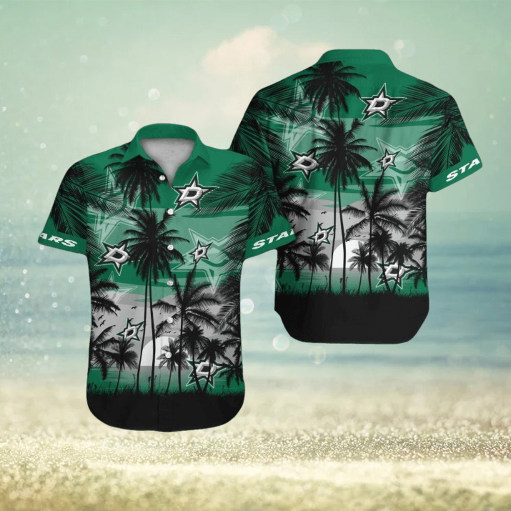 Dallas Stars Short Sleeve Button Up Tropical Hawaiian Shirt Dallas Stars Short Sleeve Button Up Tropical Hawaiian Shirt