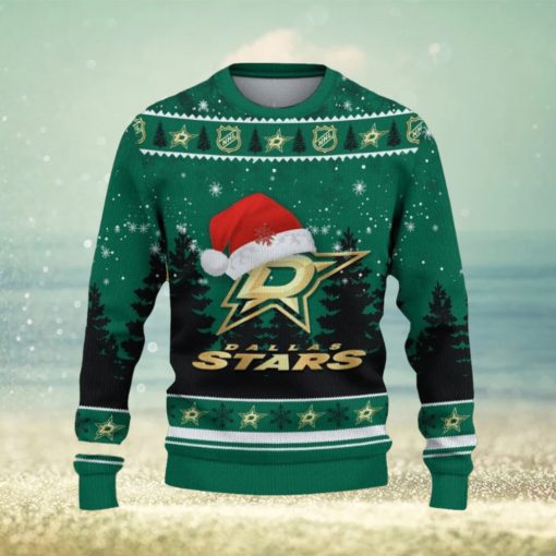 Dallas Stars Ugly Christmas Sweater Tree Santa Hat Car For Fans Gift Familys Holidays