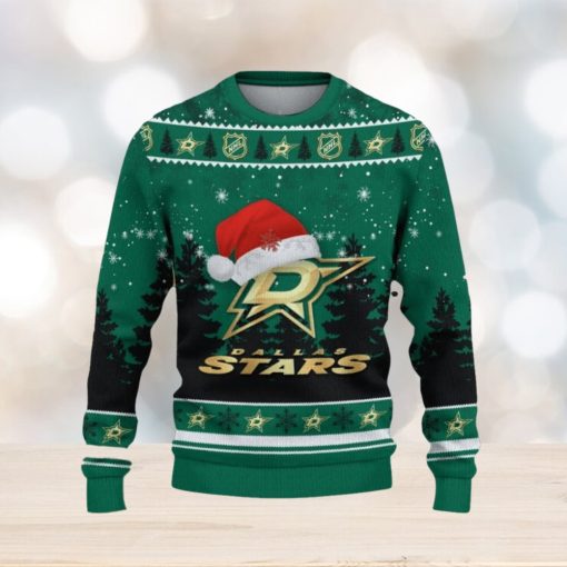 Dallas Stars Ugly Christmas Sweater Tree Santa Hat Car For Fans Gift Familys Holidays