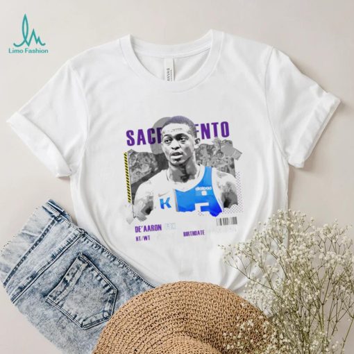 De’Aaron Fox Sacramento Kings basketball player information paper shirt