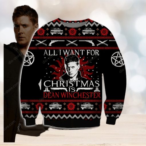 Dean Winchester Knitting Pattern 3D Print Ugly Christmas Sweater Perfect Holiday Gift