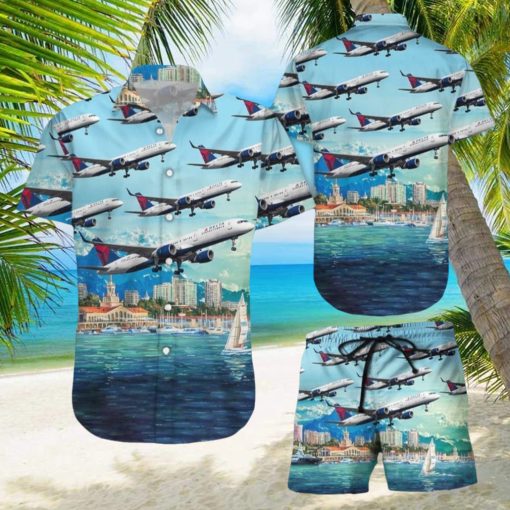 Delta Air Lines Boeing 757 Airplane Hawaiian Shirt & Short For Men And Women