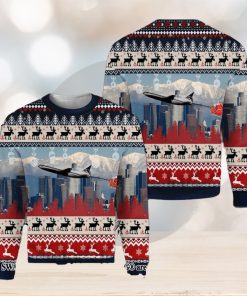Delta Air Lines Lockheed L 1011 500 With Santa Over Los Angeles Christmas Knitting Pattern 3D Print Ugly Sweater