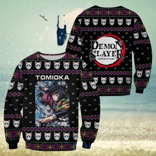 Demon Slayer Anime Giyu Tomioka Knitting Christmas All Over Printed 3D Shirt