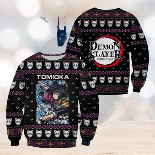 Demon Slayer Anime Giyu Tomioka Knitting Christmas All Over Printed 3D Shirt