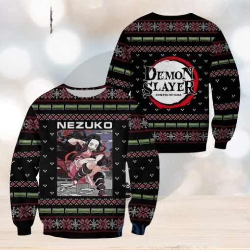 Demon Slayer Anime Nezuko Kamado Knitting Christmas All Over Printed 3D Shirt