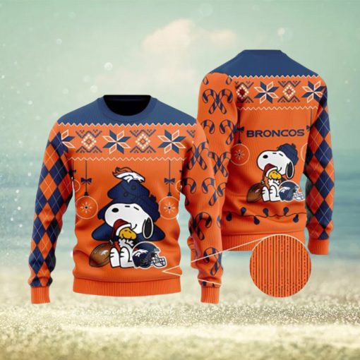Denver Broncos Funny Charlie Brown Peanuts Snoopy Ugly Christmas Sweater 3D Printed Men And Women Holiday Gift