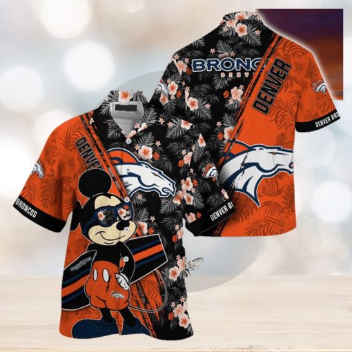 Denver Broncos NFL Summer Hawaii Shirt Mickey And Floral Pattern For Sports Fans