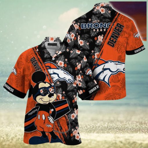 Denver Broncos NFL Summer Hawaii Shirt Mickey And Floral Pattern For Sports Fans