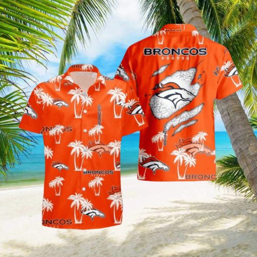 Denver Broncos Palm Tree Pattern Hawaiian Shirt Beach Summer Gift