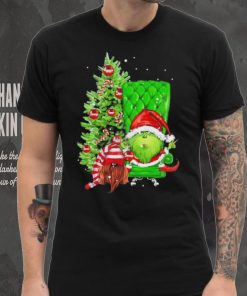 Design Grinch Hat Santa Hug Ball Grinch Glossy And Gnome Tree Merry Christmas Shirt