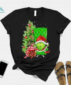 Design Grinch Hat Santa Hug Ball Grinch Glossy And Gnome Tree Merry Christmas Shirt