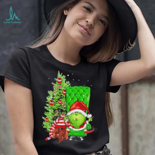 Design Grinch Hat Santa Hug Ball Grinch Glossy And Gnome Tree Merry Christmas Shirt