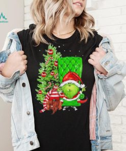 Design Grinch Hat Santa Hug Ball Grinch Glossy And Gnome Tree Merry Christmas Shirt