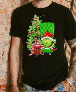 Design Grinch Hat Santa Hug Ball Grinch Glossy And Gnome Tree Merry Christmas Shirt