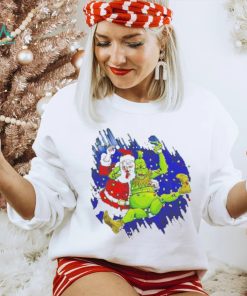 Design Grinch wrestles Santa Claus 3 16 light Christmas shirt