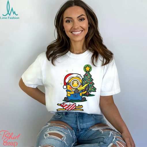 Design Minion Hat Santa Hug Banana Tree Merry Christmas Shirt
