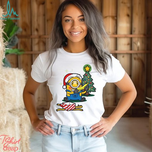 Design Minion Hat Santa Hug Banana Tree Merry Christmas Shirt