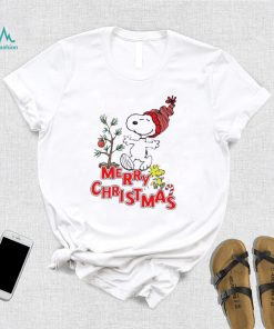 Design Snoopy And Woodstock Hat Santa Tree Merry Christmas Shirt