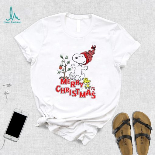 Design Snoopy And Woodstock Hat Santa Tree Merry Christmas Shirt