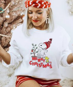 Design Snoopy And Woodstock Hat Santa Tree Merry Christmas Shirt