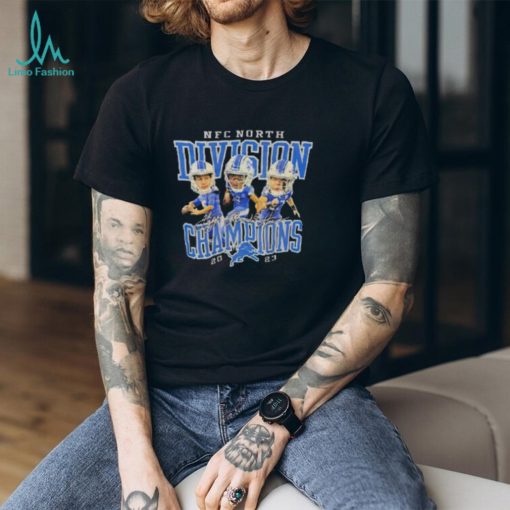 Detroit Lions 2023 NFC North Division Champions Big Head Players Signatures Essentials T Shirt