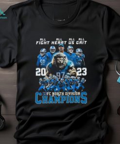Detroit Lions All Fight All Heart All Us All Grit 2023 NFC North Division Champions T Shirt