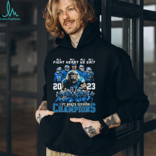 Detroit Lions All Fight All Heart All Us All Grit 2023 NFC North Division Champions T Shirt