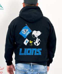 Detroit Lions Flag Helmet Snoopy And Woodstock Tshirt