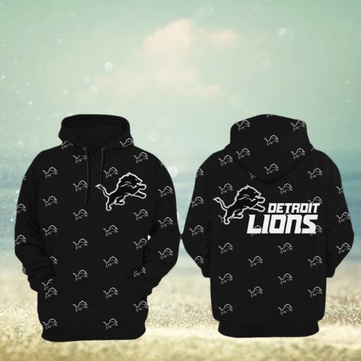 Detroit Lions Football Mascot Full Black Design 3D Hoodie