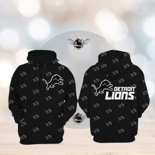 Detroit Lions Football Mascot Full Black Design 3D Hoodie