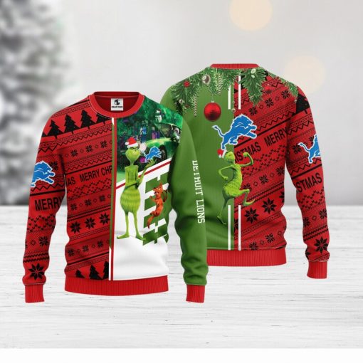 Detroit Lions Grinch & Scooby Doo Christmas Ugly Sweater 1