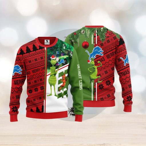 Detroit Lions Grinch & Scooby Doo Christmas Ugly Sweater 1