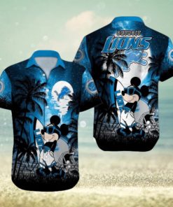 Detroit Lions Mickey Mascot Design Hawaiian Shirt