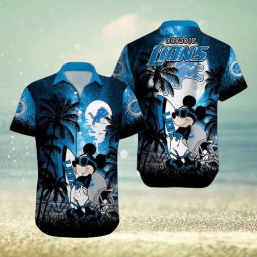 Detroit Lions Mickey Mascot Design Hawaiian Shirt