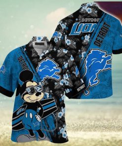 Detroit Lions NFL Summer Hawaii Shirt Mickey And Floral Pattern For Sports Fans