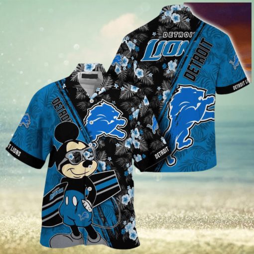 Detroit Lions NFL Summer Hawaii Shirt Mickey And Floral Pattern For Sports Fans