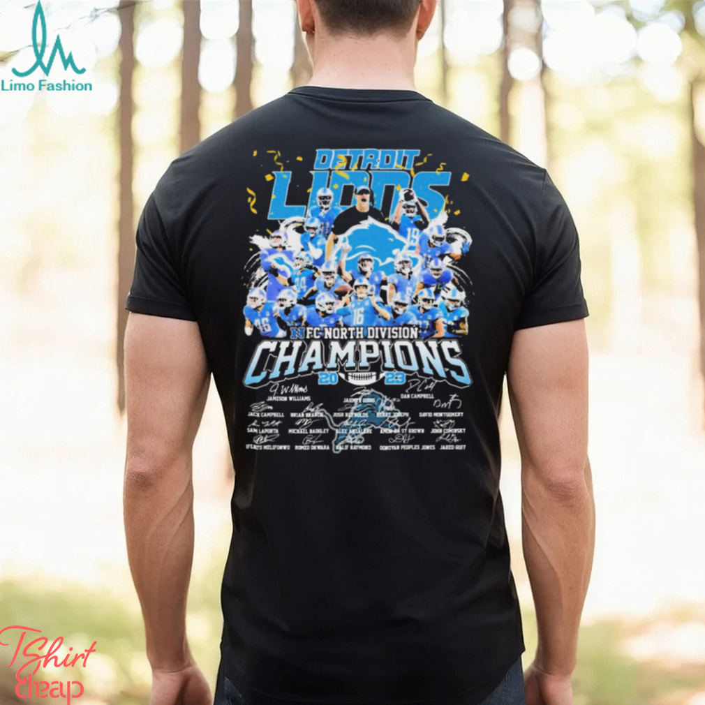 Detroit Lions NFL Team 2023 NFC North Division Champions Signatures Shirt Detroit Lions NFL Team 2023 NFC North Division Champions Signatures Shirt