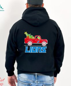 Detroit Lions football NFL Santa Grinch driving Christmas tree Merry Christmas shirt