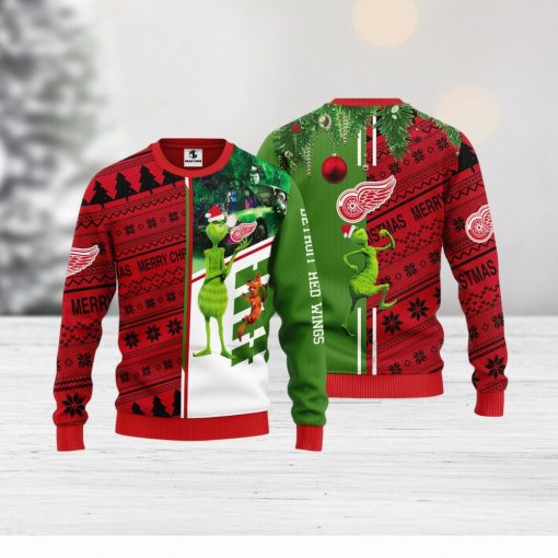 Detroit Red Wings Grinch & Scooby doo Christmas Ugly Sweater 1