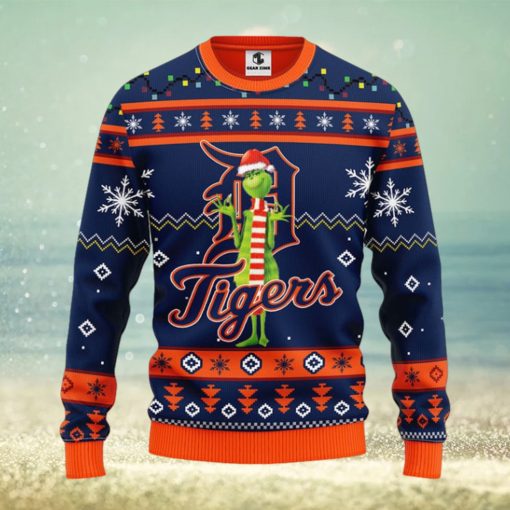 Detroit Tigers Funny Grinch Christmas Ugly Sweater