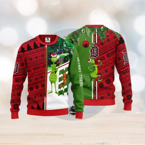 Detroit Tigers Grinch & Scooby doo Christmas Ugly Sweater 1